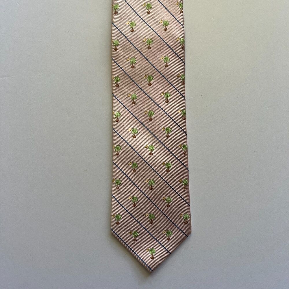 Jos A Bank Executive Collection South Carolina Flag XL Tie Silk Pink Palmetto